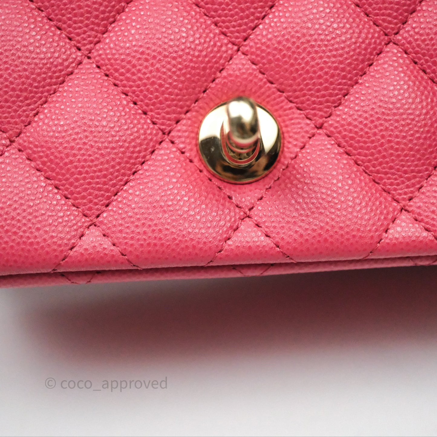 Chanel Quilted Mini Square Pink Caviar Gold Hardware
