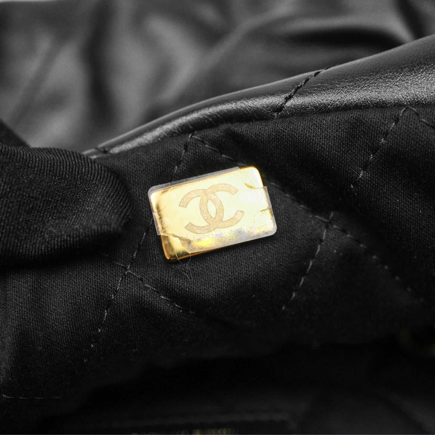 Chanel 22 Small Black Shiny Calfskin Aged Gold Hardware
