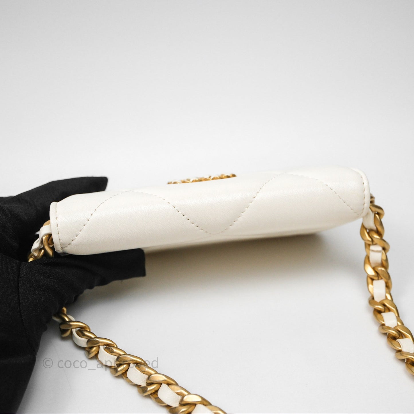 Chanel 19 Clutch With Chain Ivory White Lambskin Mixed Hardware