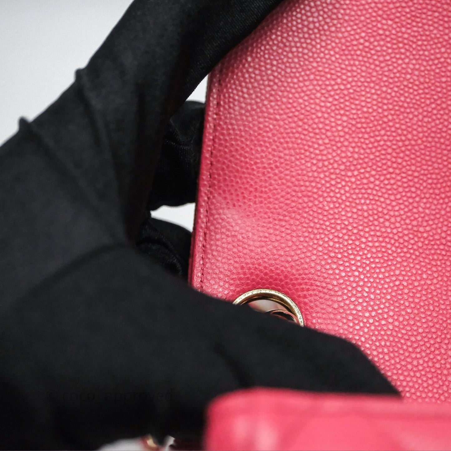 Chanel Quilted Mini Square Pink Caviar Gold Hardware