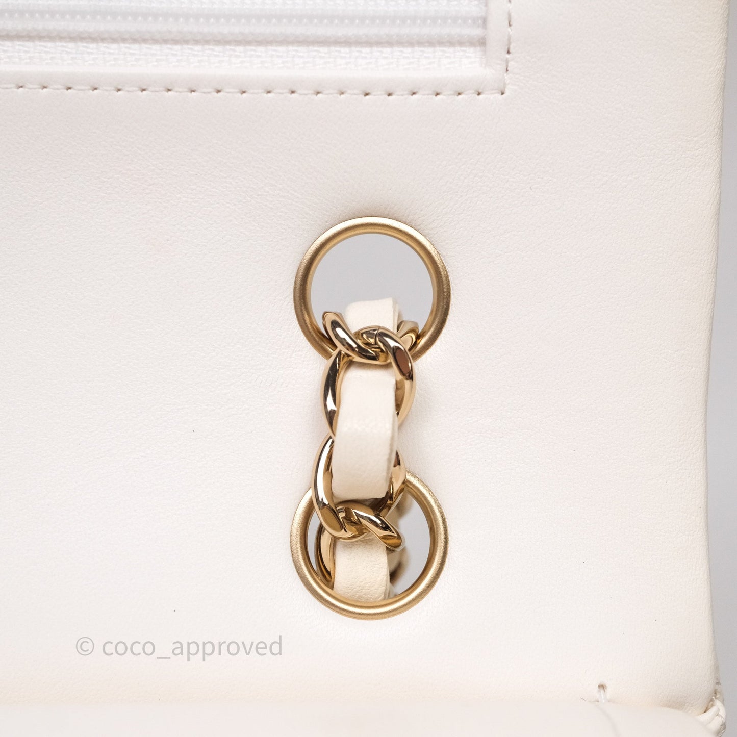 Chanel Classic M/L Medium Flap Quilted Ivory White Lambskin Gold Hardware