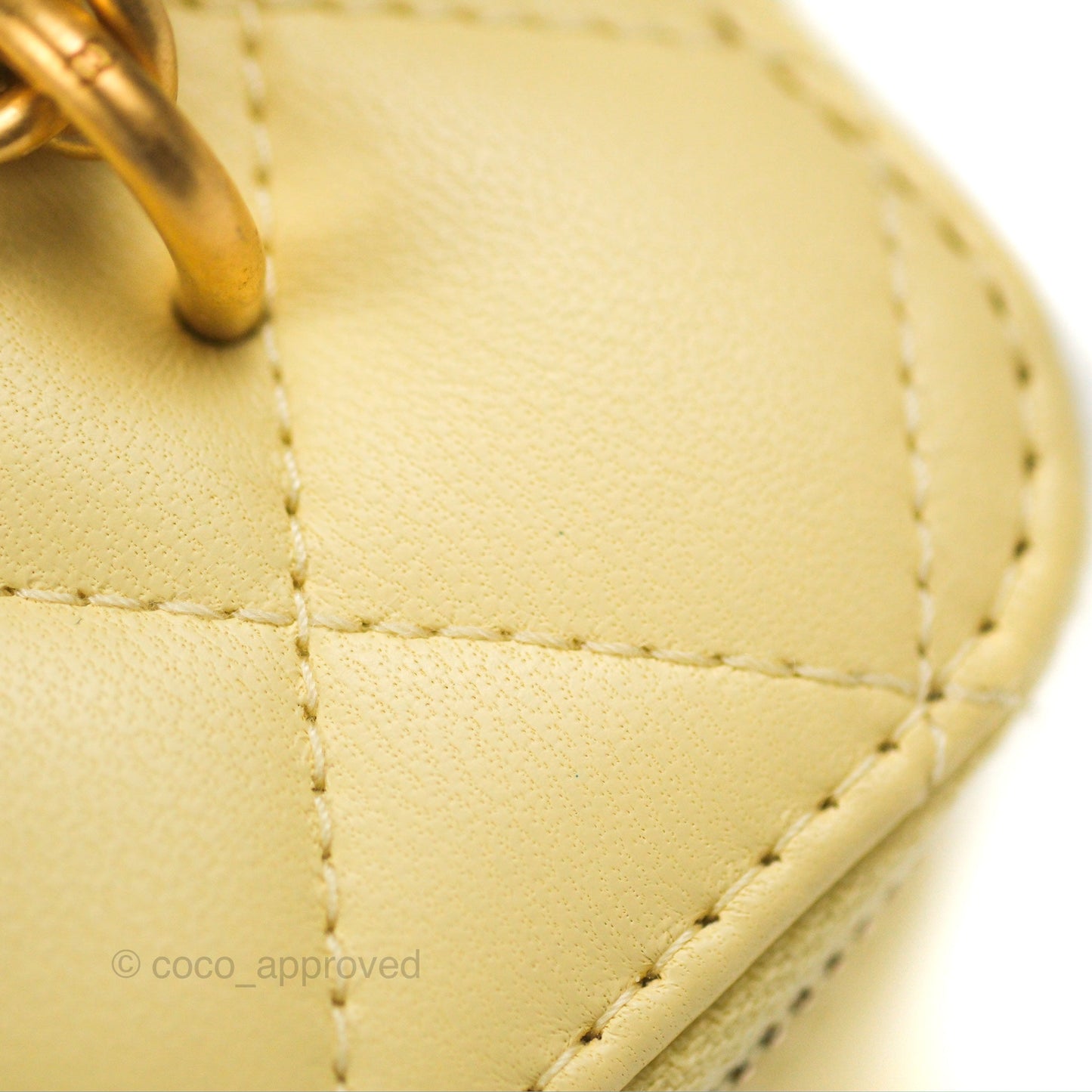 Chanel Quilted Vanity Rectangular with Camellia Adjustable Chain Light Yellow Lambskin 23S