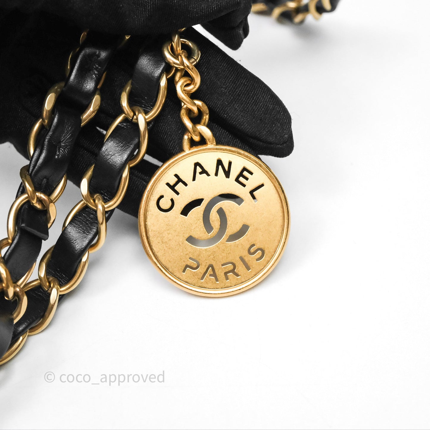 Chanel 22 Small Black Shiny Calfskin Aged Gold Hardware