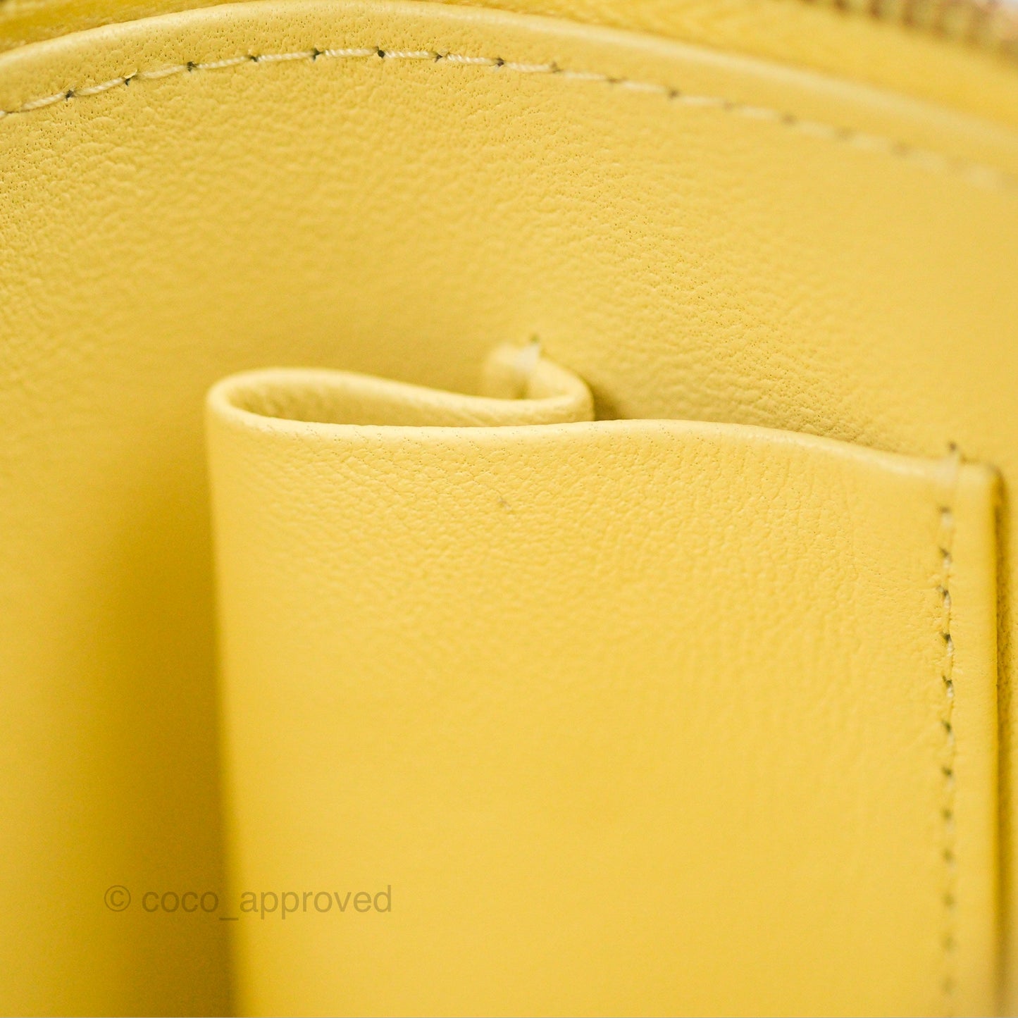 Chanel Quilted Vanity Rectangular with Camellia Adjustable Chain Light Yellow Lambskin 23S