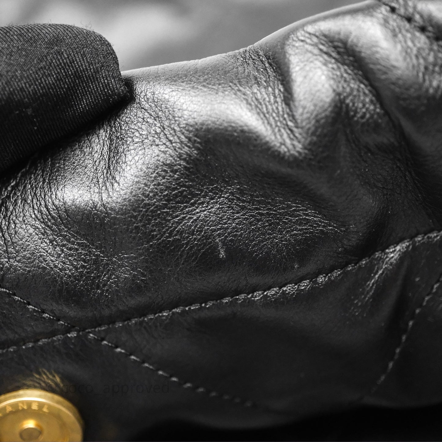 Chanel 22 Small Black Shiny Calfskin Aged Gold Hardware
