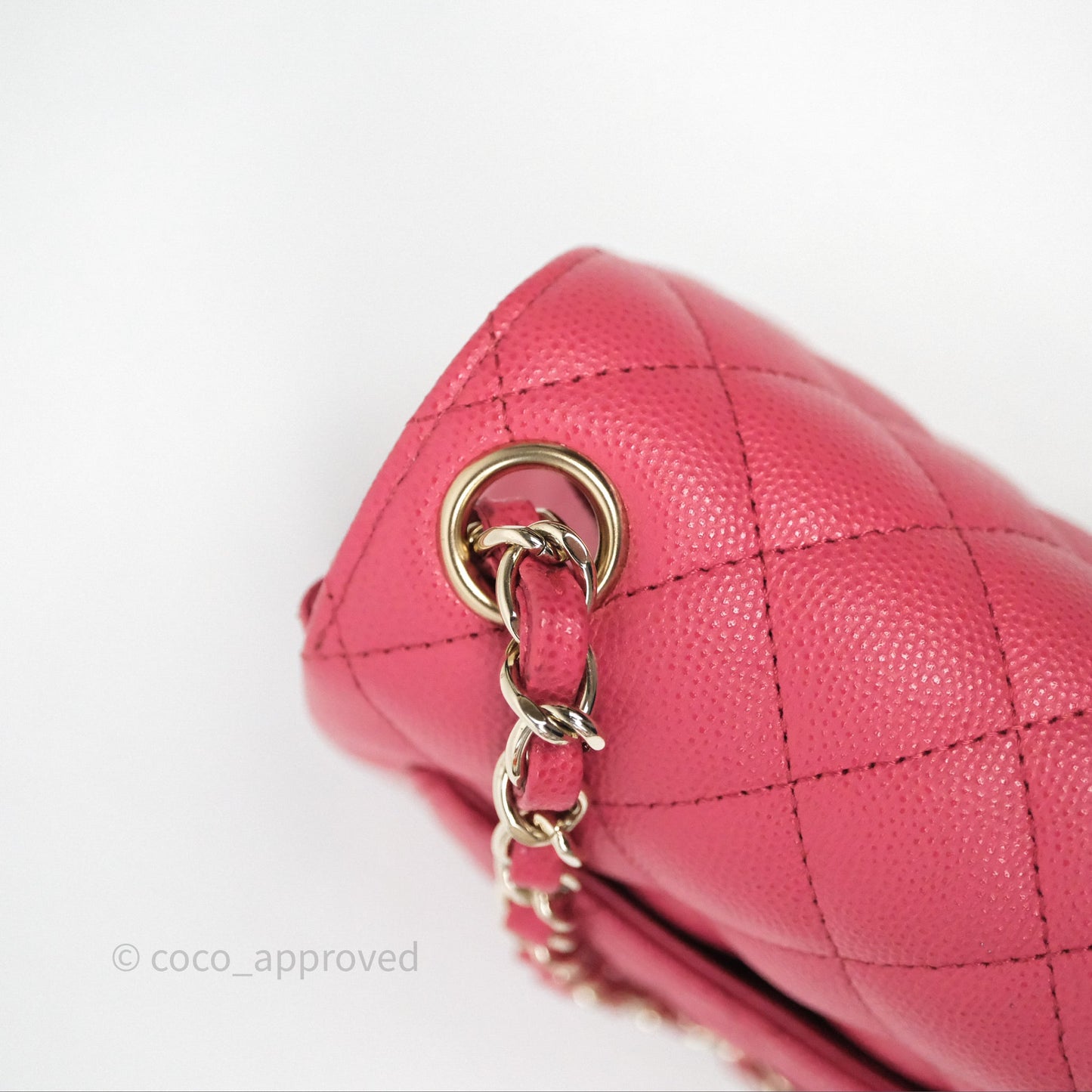 Chanel Quilted Mini Square Pink Caviar Gold Hardware
