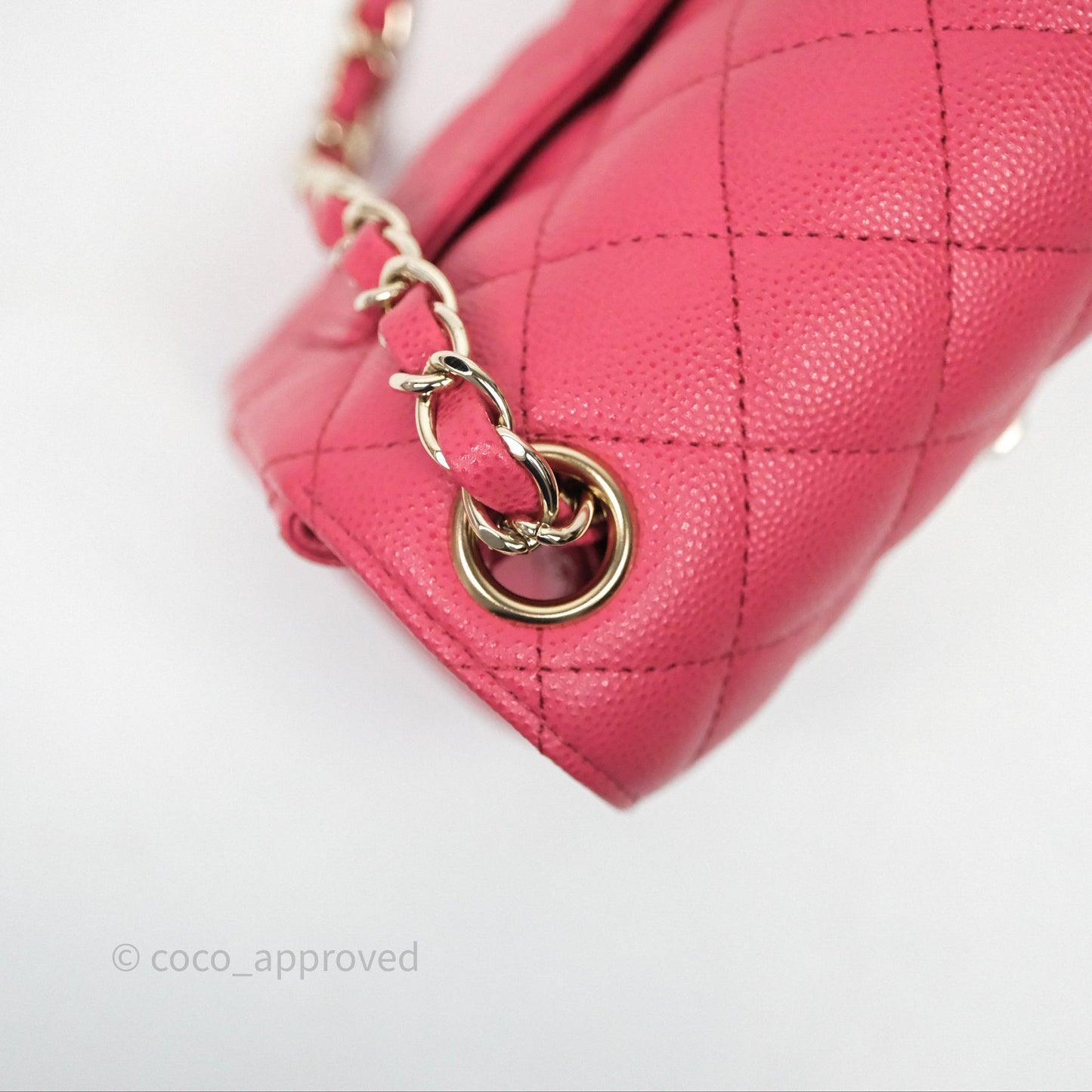 Chanel Quilted Mini Square Pink Caviar Gold Hardware