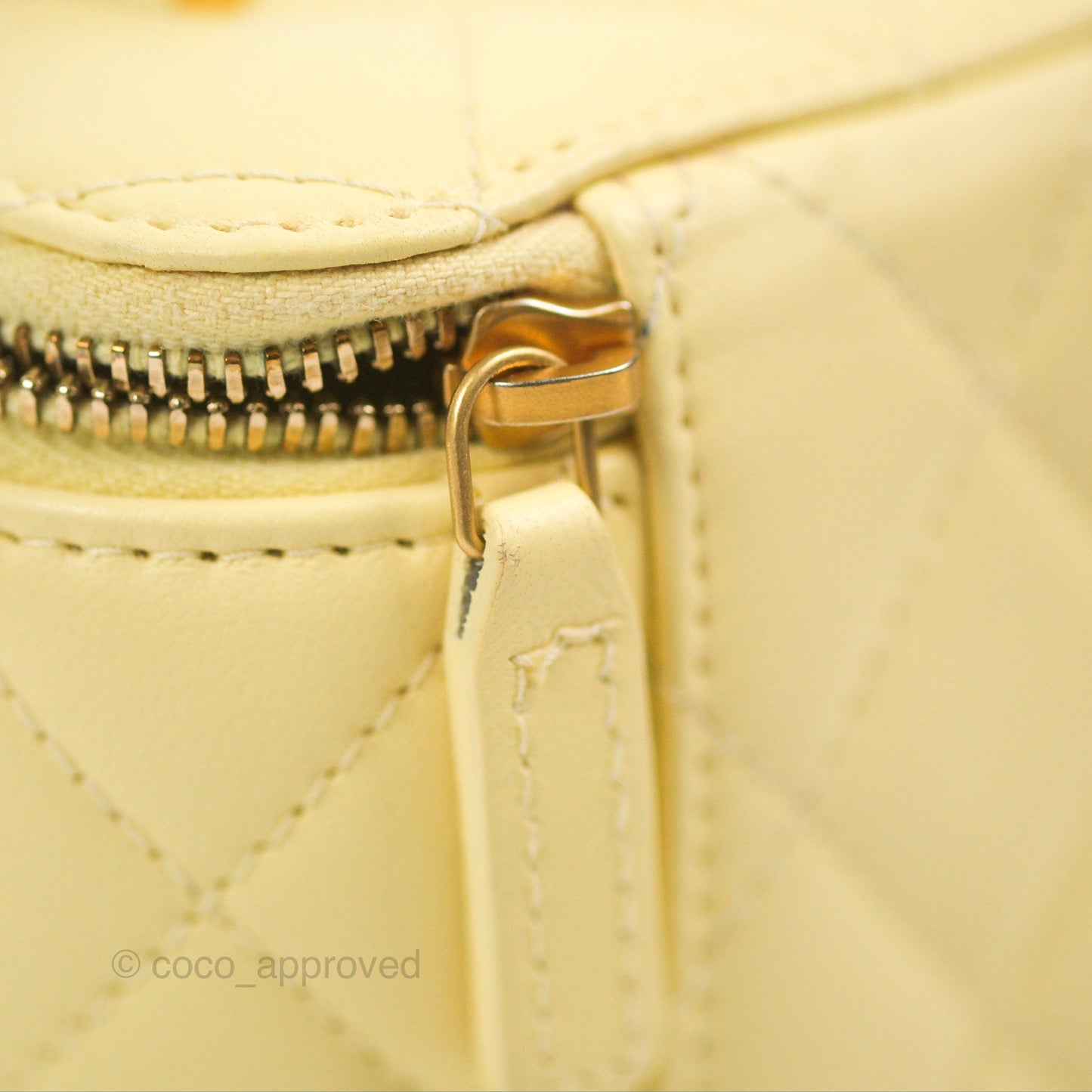 Chanel Quilted Vanity Rectangular with Camellia Adjustable Chain Light Yellow Lambskin 23S