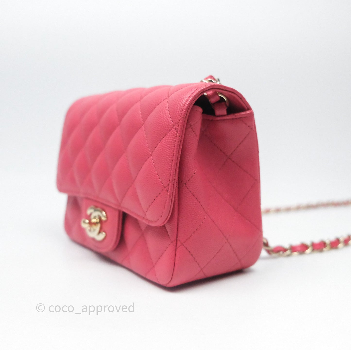 Chanel Quilted Mini Square Pink Caviar Gold Hardware