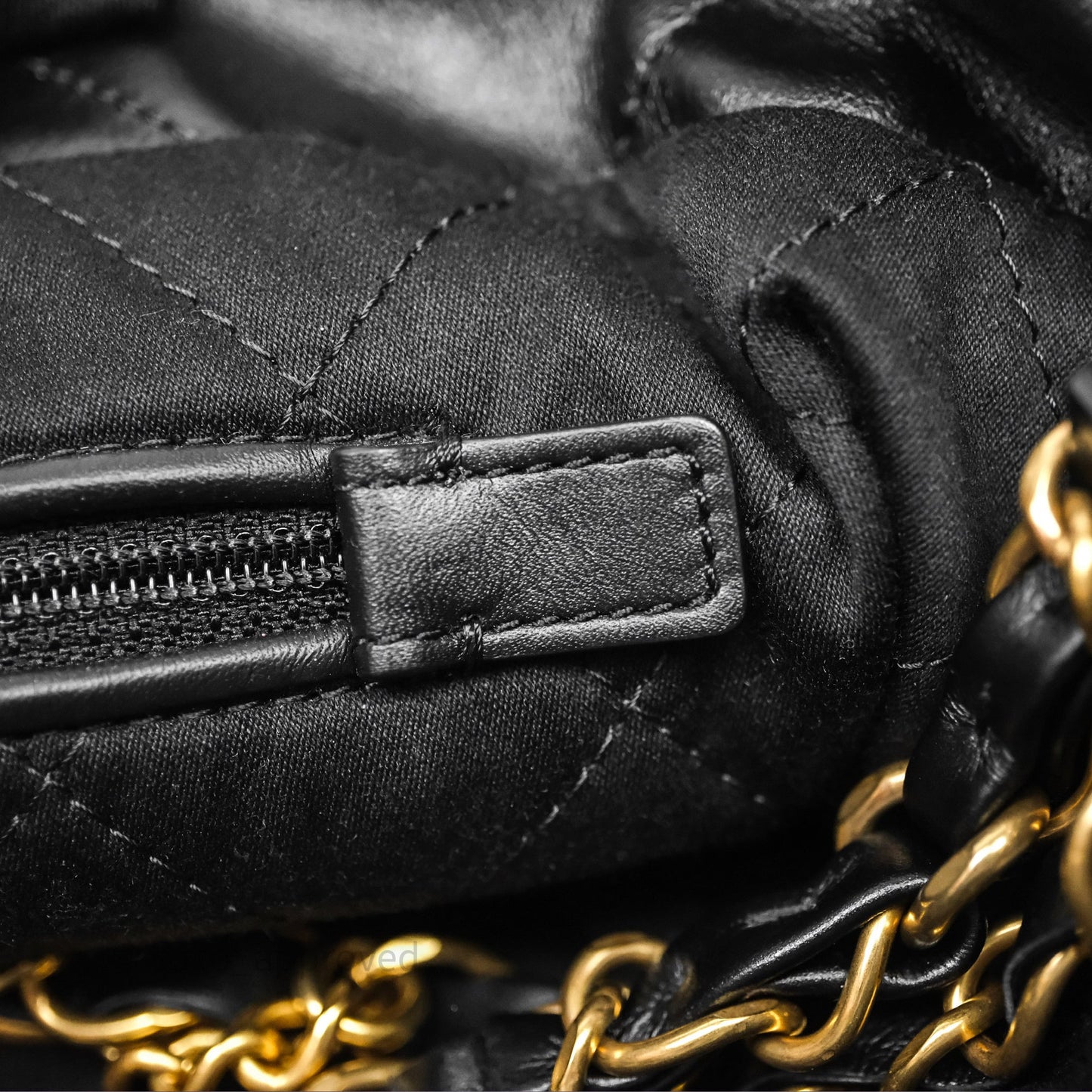 Chanel 22 Small Black Shiny Calfskin Aged Gold Hardware