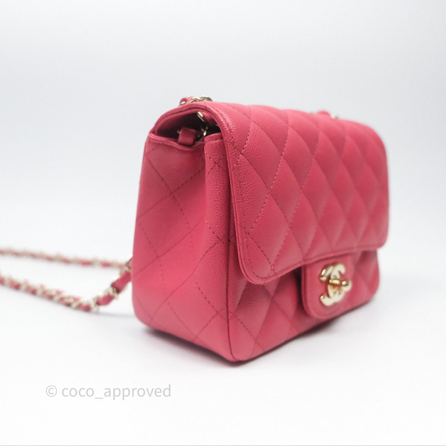 Chanel Quilted Mini Square Pink Caviar Gold Hardware