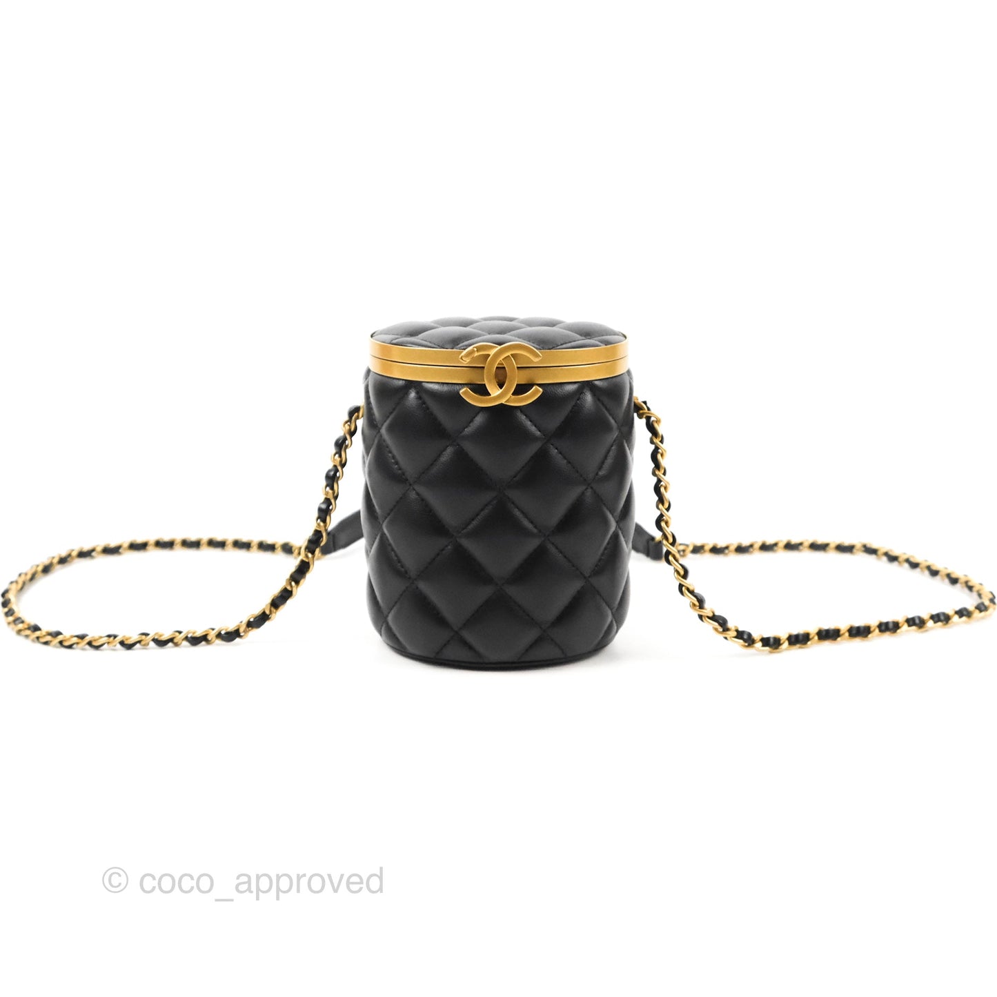 Chanel Quilted CC Crown Box Vanity Black Lambskin