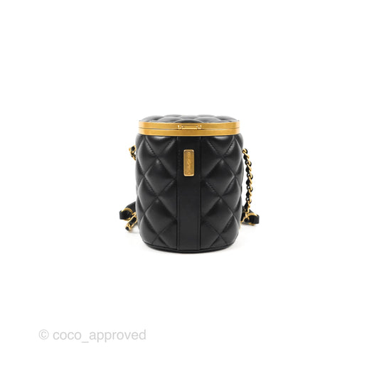 Chanel Quilted CC Crown Box Vanity Black Lambskin