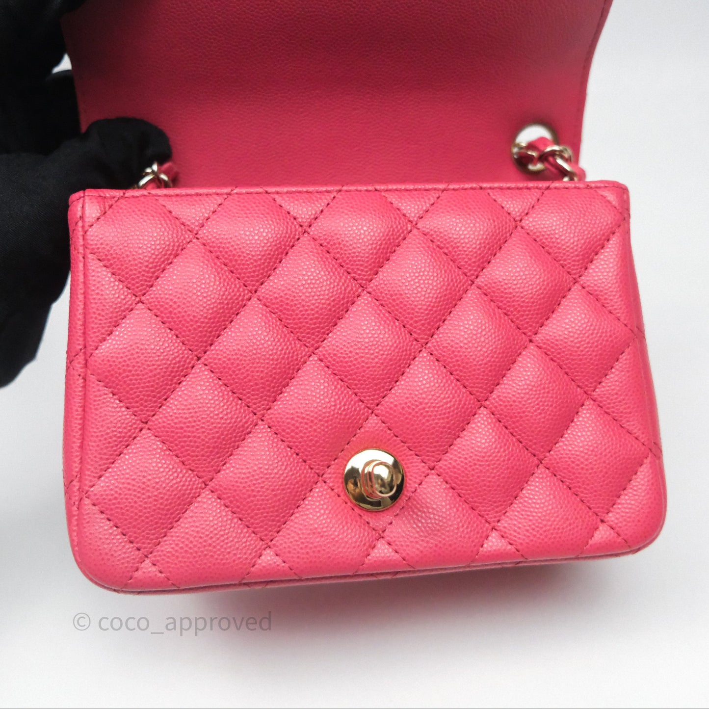 Chanel Quilted Mini Square Pink Caviar Gold Hardware
