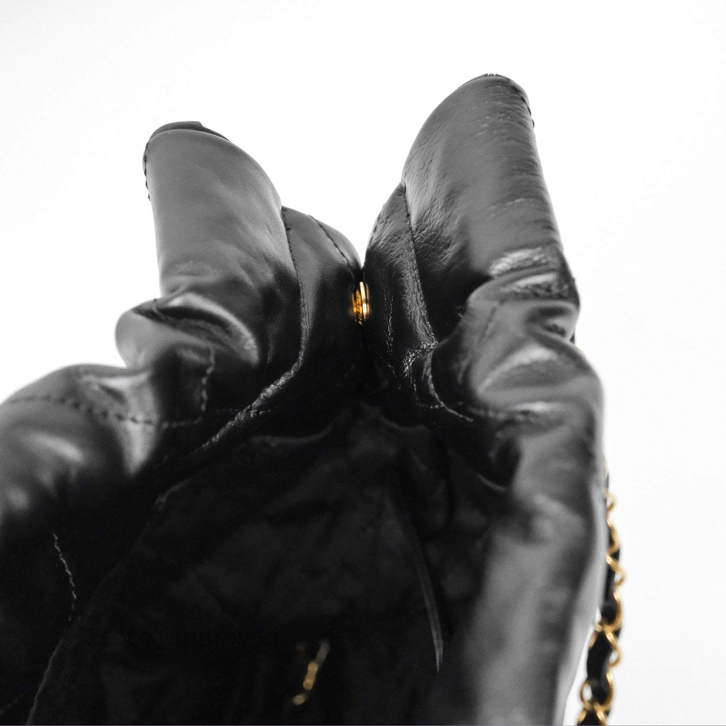 Chanel 22 Small Black Shiny Calfskin Aged Gold Hardware