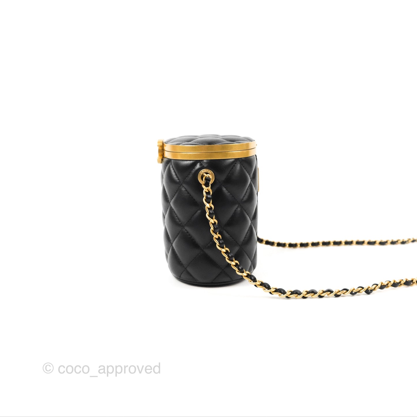 Chanel Quilted CC Crown Box Vanity Black Lambskin