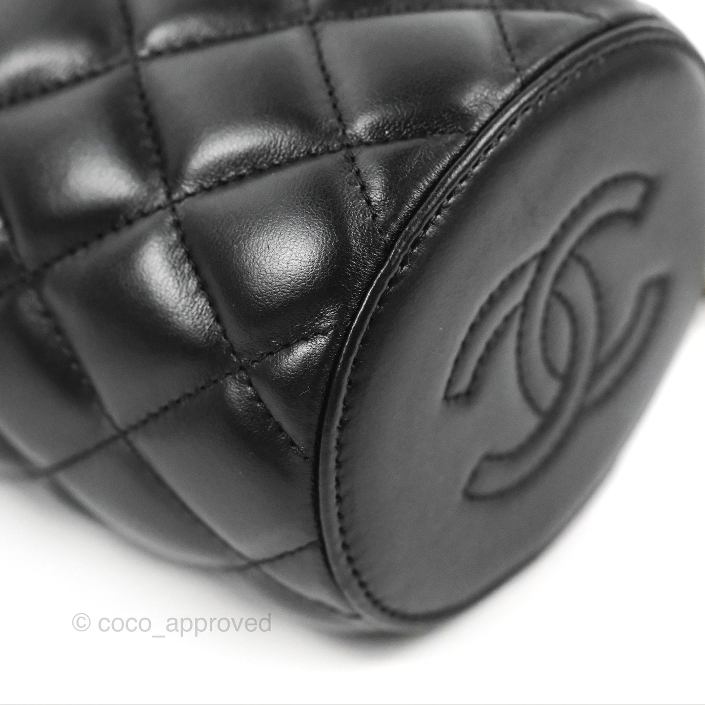 Chanel Quilted CC Crown Box Vanity Black Lambskin