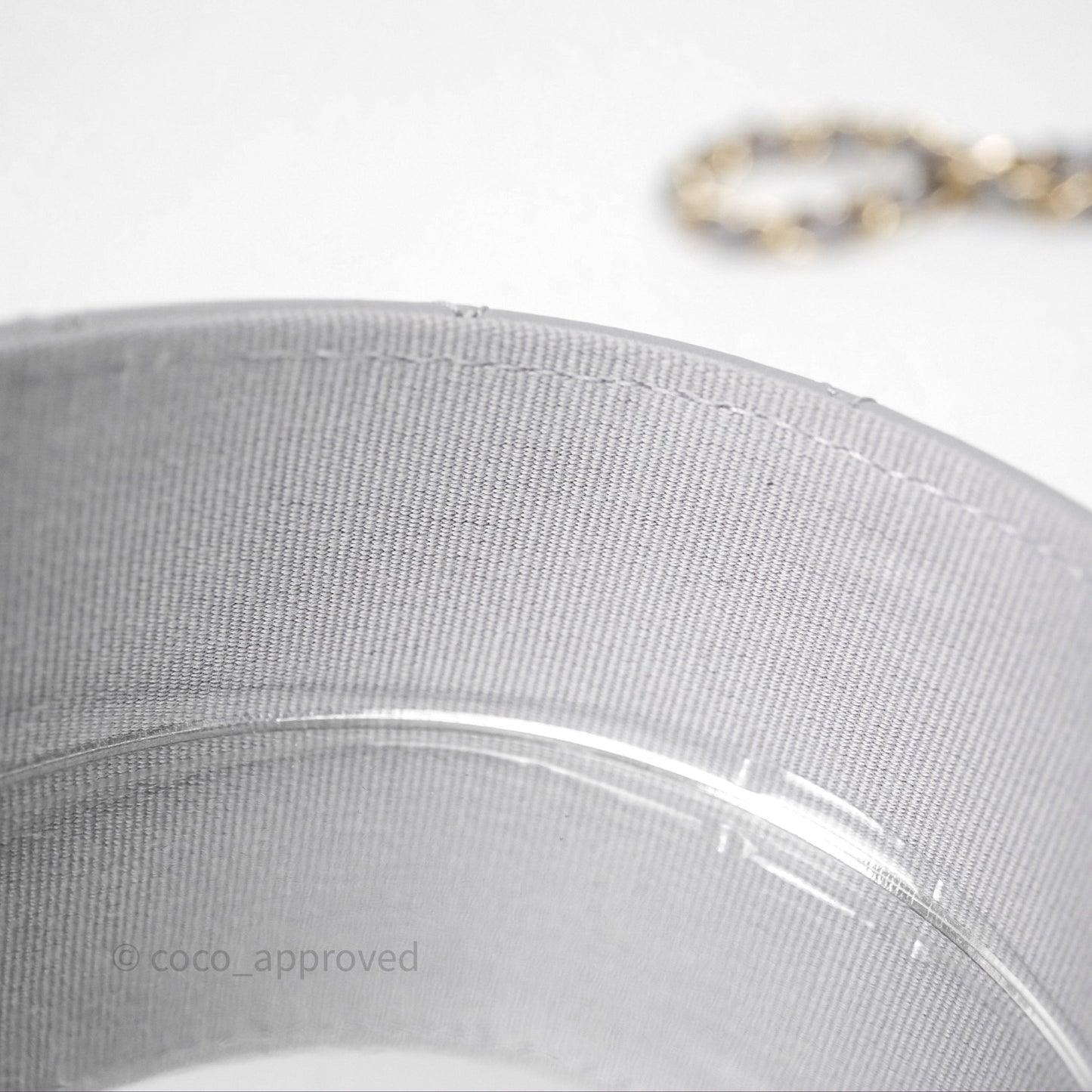 Chanel Quilted Round Vanity Clutch With Chain Grey Lambskin Gold Hardware