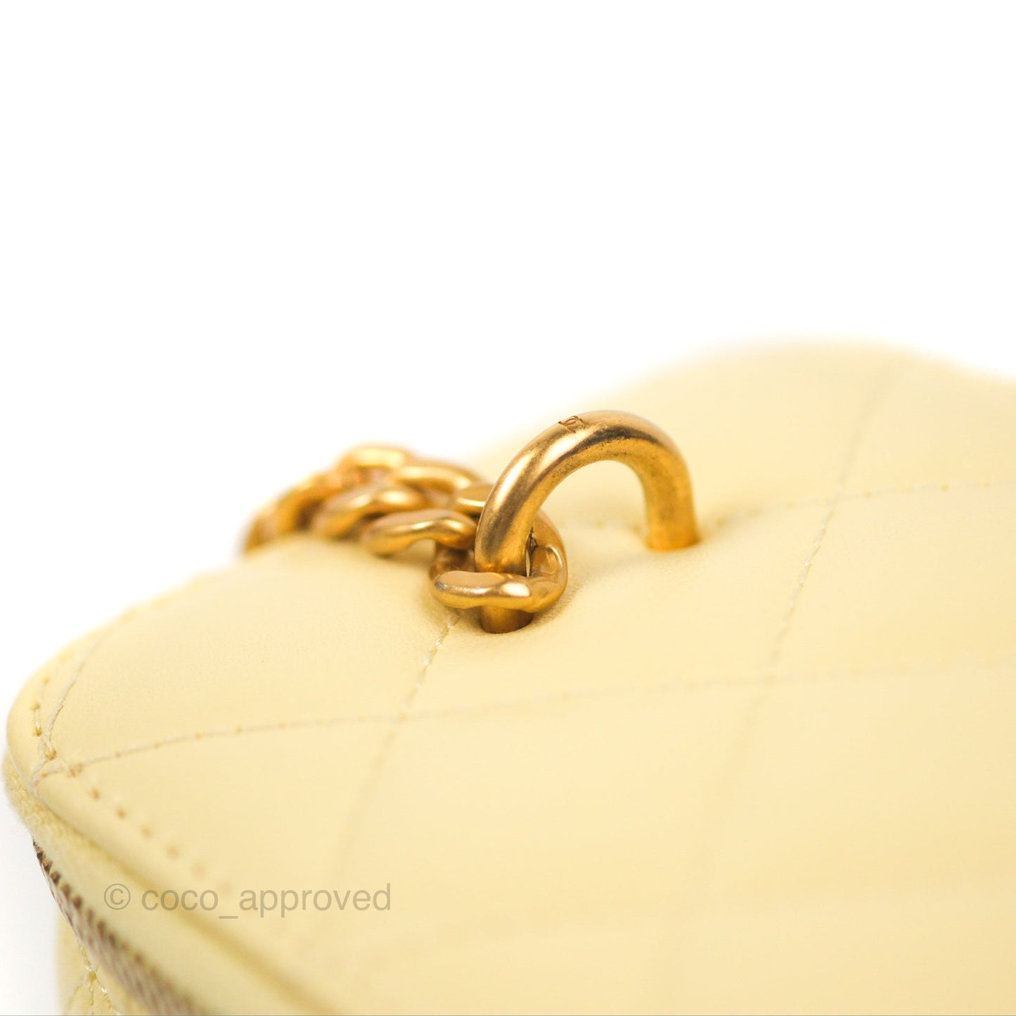 Chanel Quilted Vanity Rectangular with Camellia Adjustable Chain Light Yellow Lambskin 23S