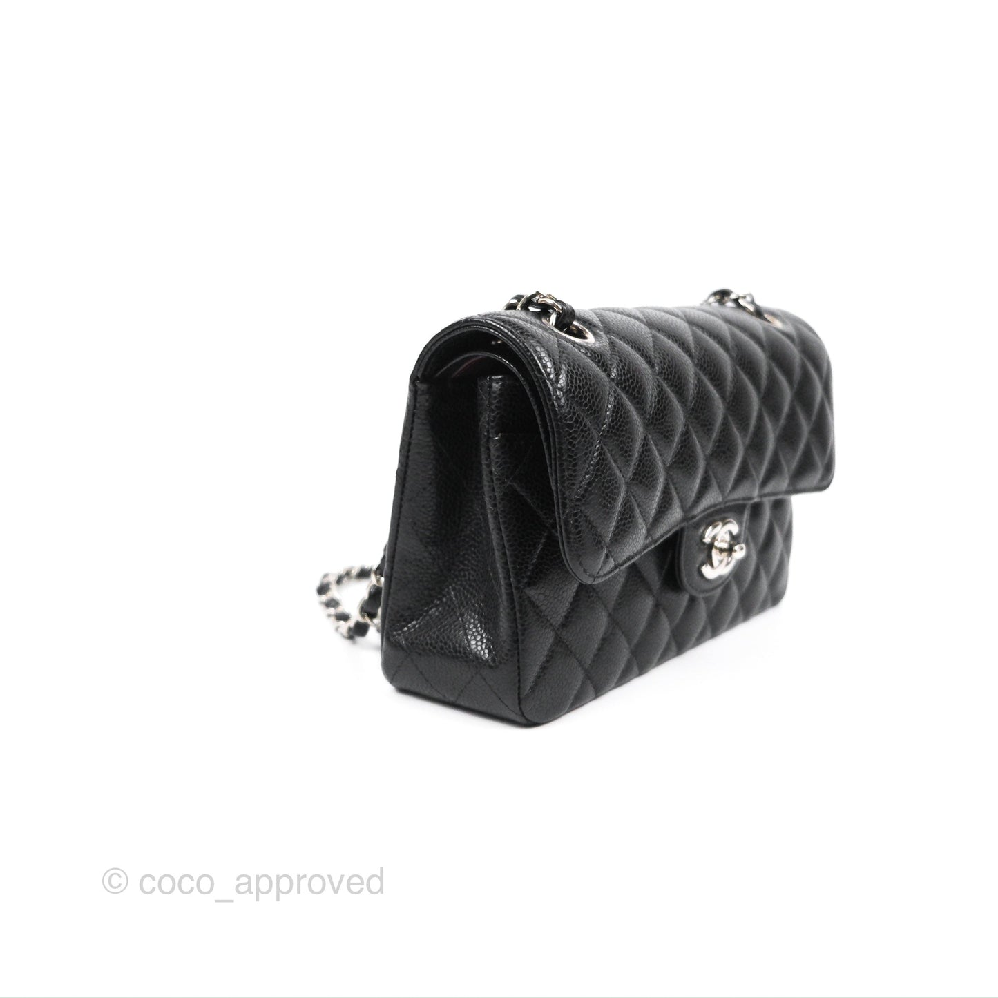 Chanel Small Classic Flap Quilted Black Caviar Silver Hardware