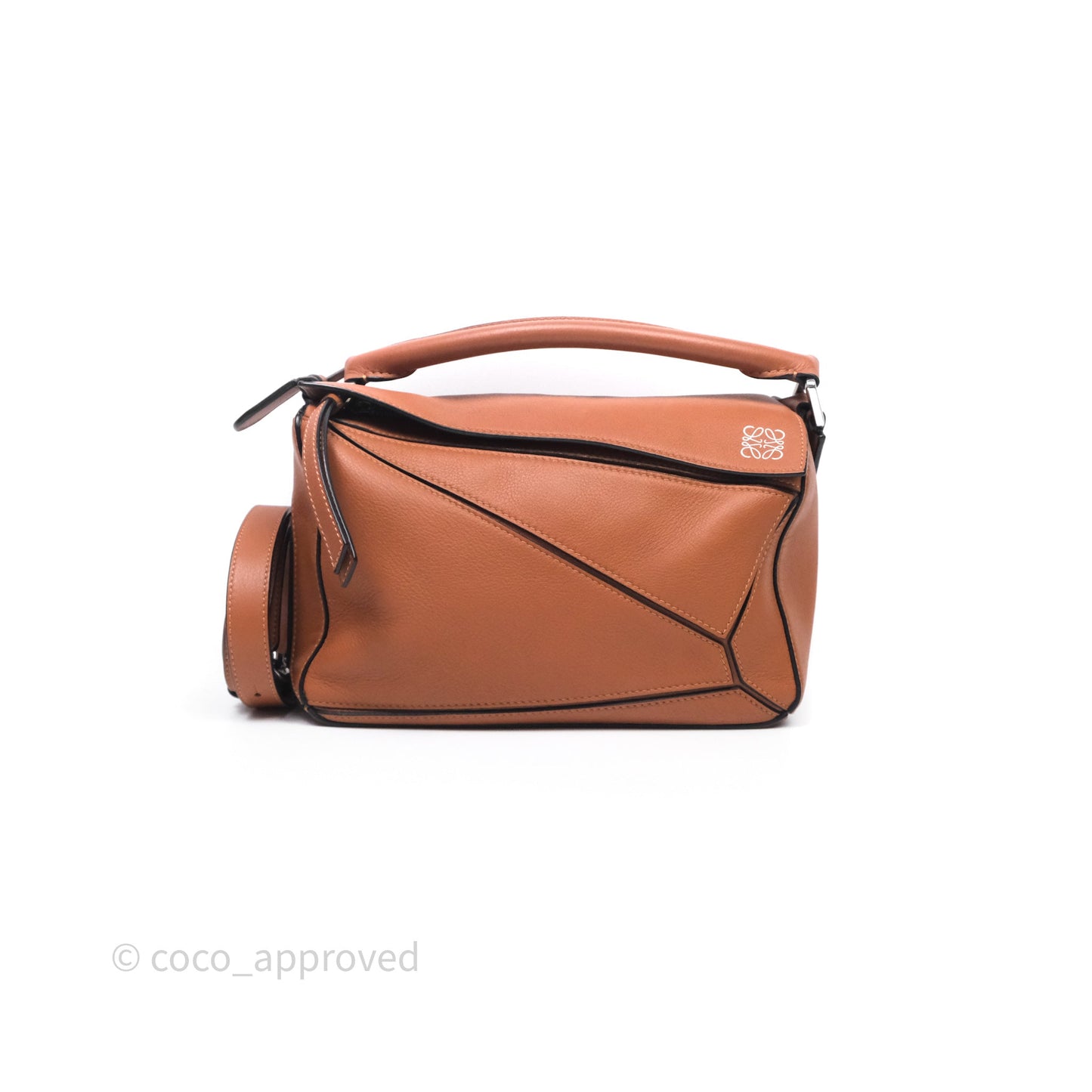 Loewe Small Puzzle Bag Tan Calfskin Silver Hardware