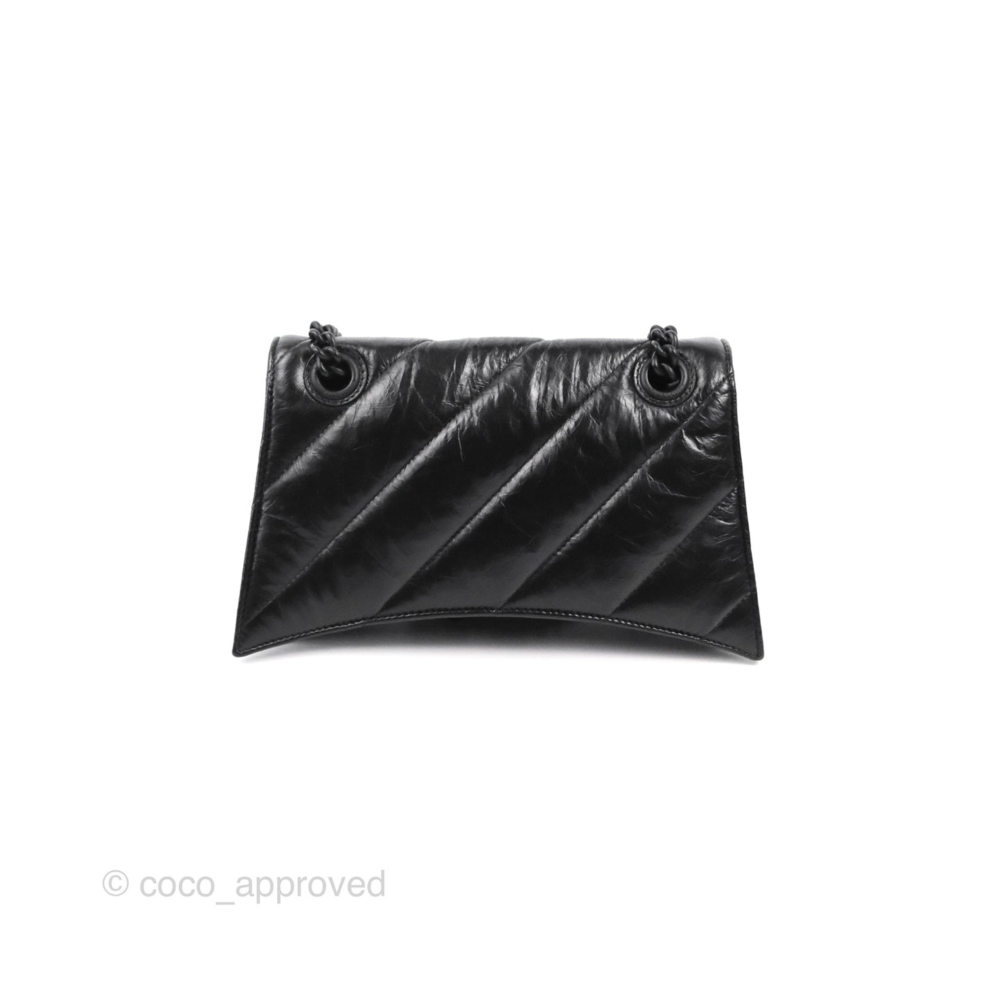 Balenciaga Small Crush Chain Bag Quilted Black Calfskin Black Matte Hardware