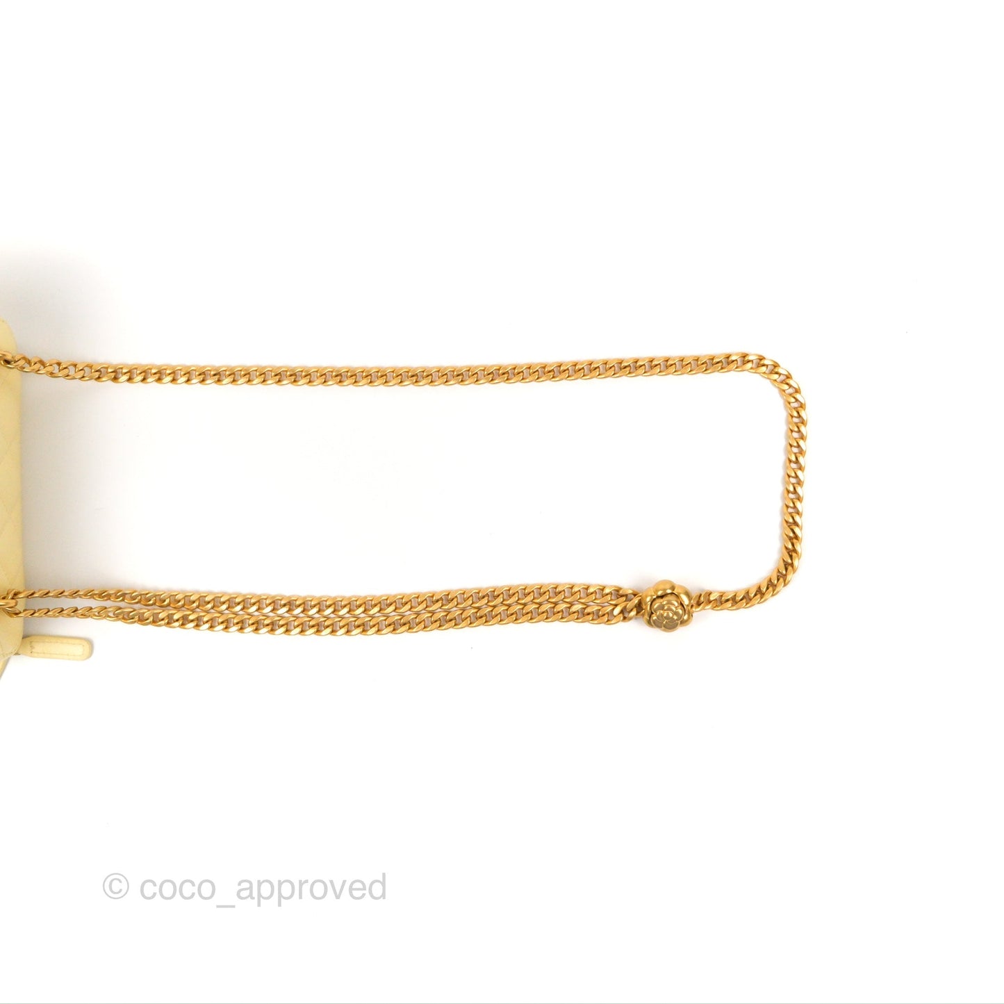 Chanel Quilted Vanity Rectangular with Camellia Adjustable Chain Light Yellow Lambskin 23S
