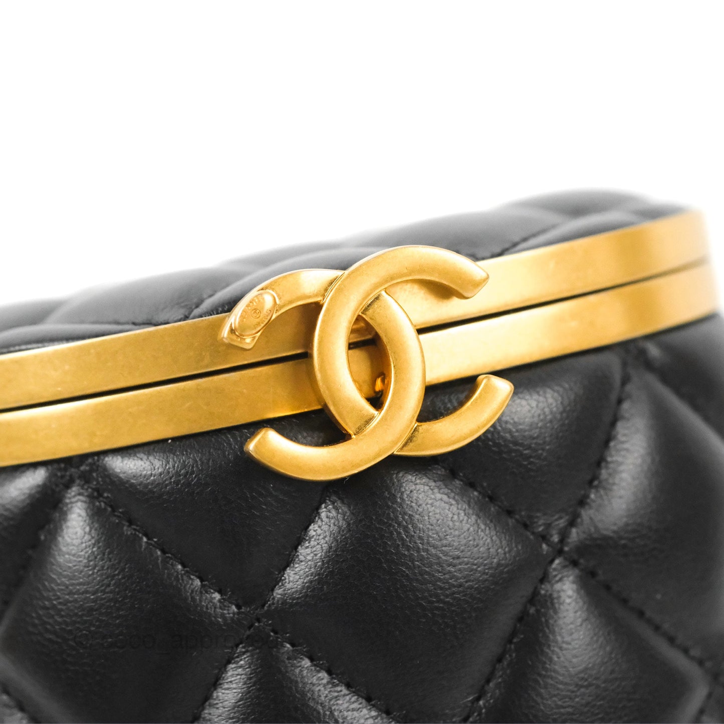Chanel Quilted CC Crown Box Vanity Black Lambskin