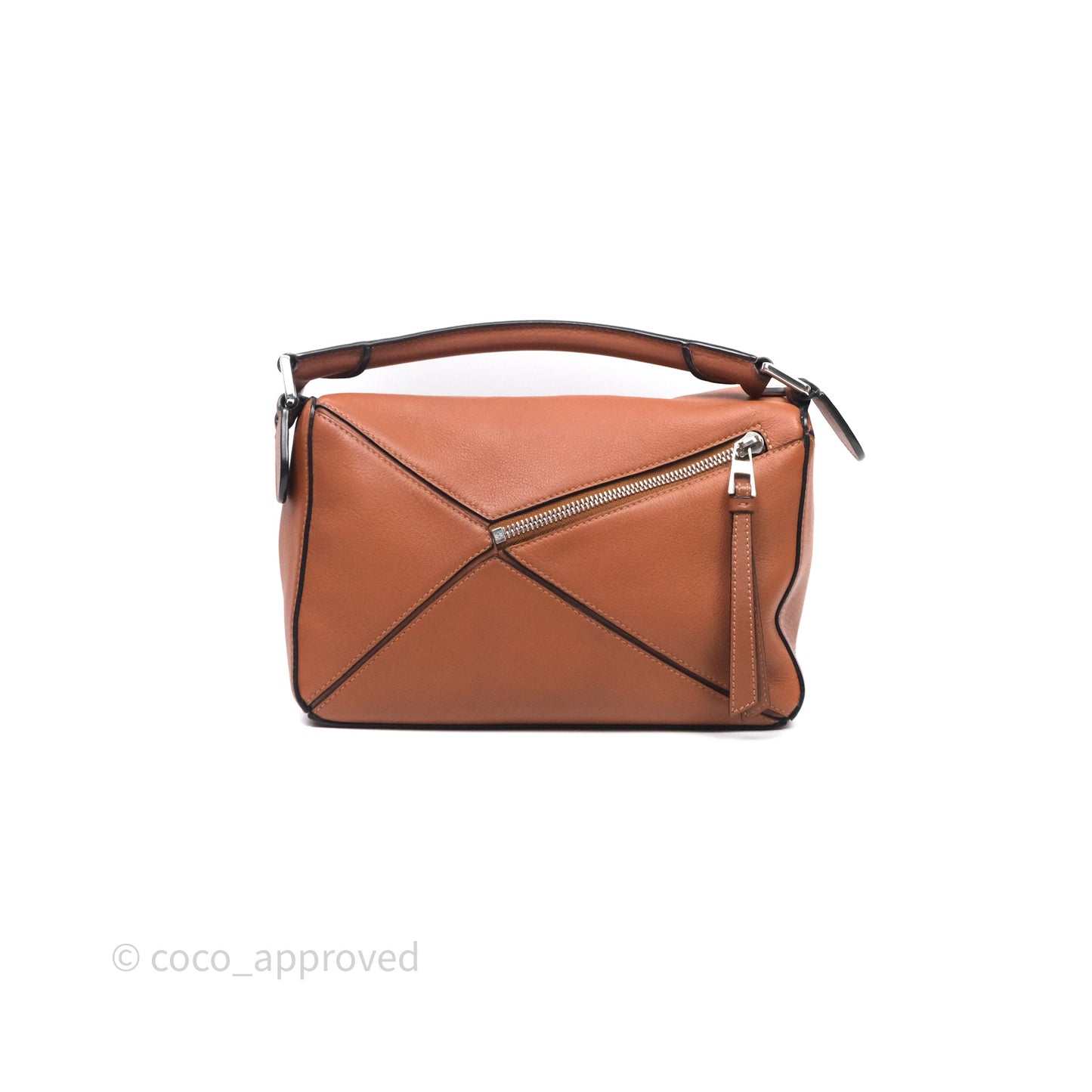 Loewe Small Puzzle Bag Tan Calfskin Silver Hardware