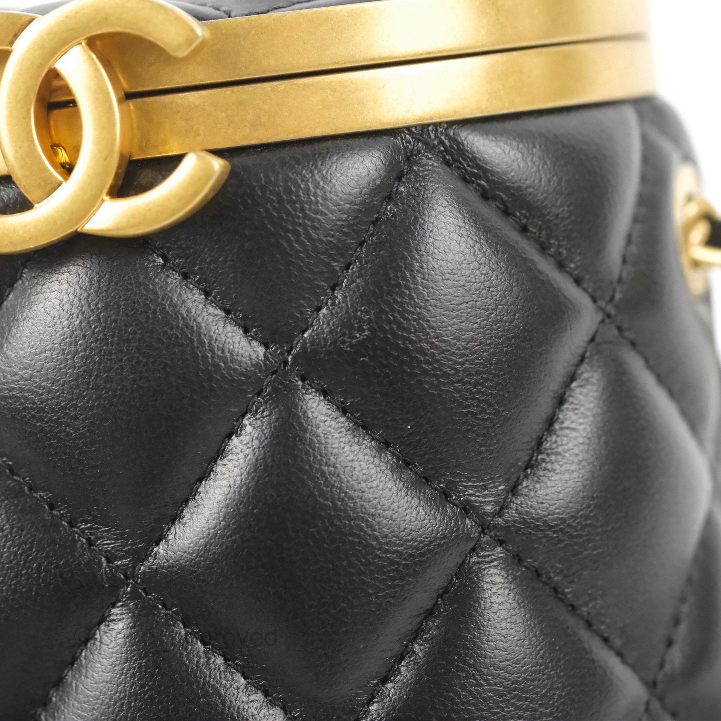 Chanel Quilted CC Crown Box Vanity Black Lambskin