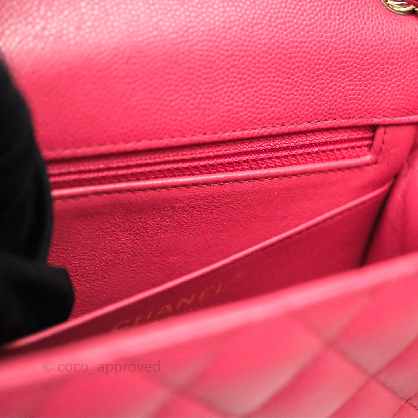 Chanel Quilted Mini Square Pink Caviar Gold Hardware