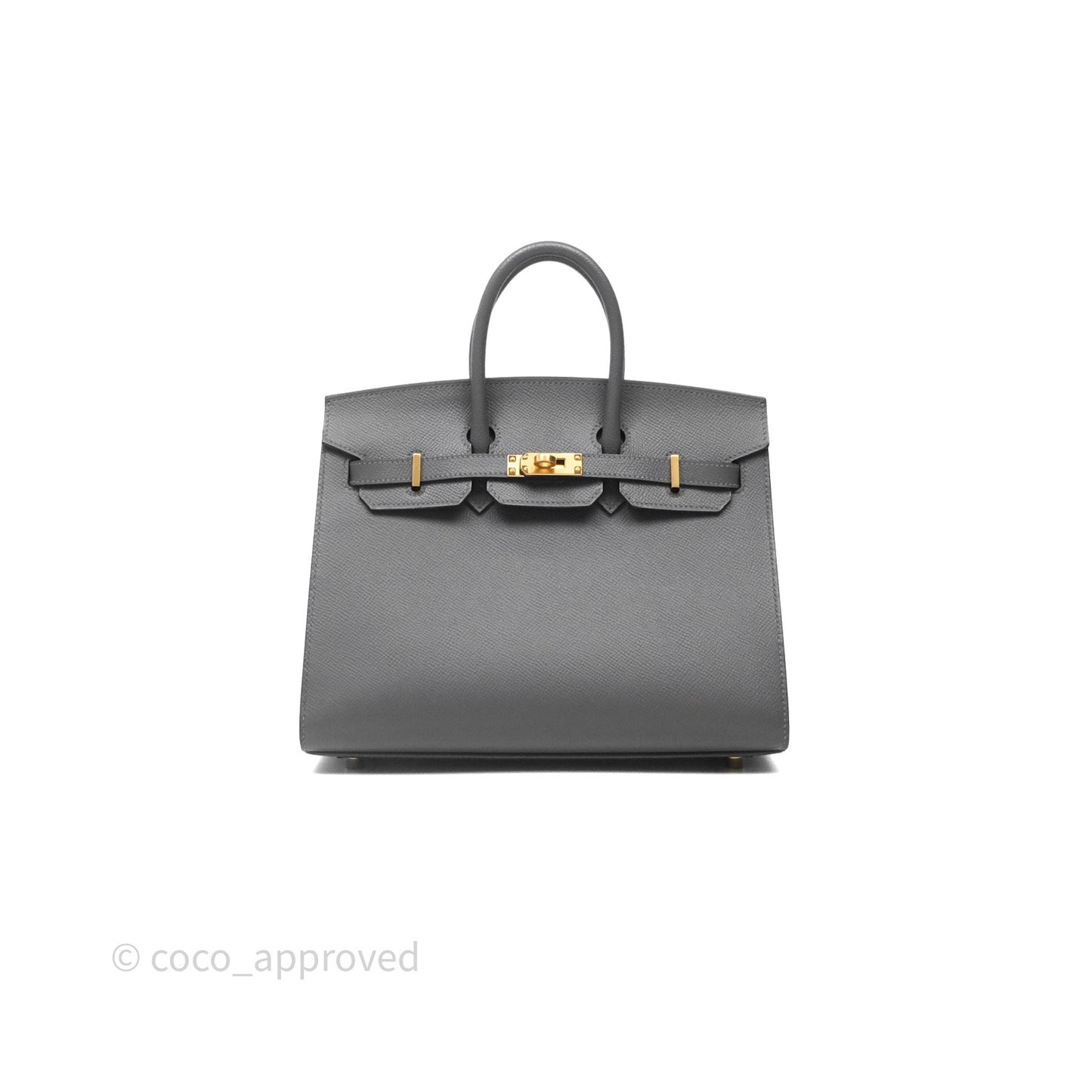 Hermes Birkin 25 Sellier Gris Meyer 0L Epsom Gold Hardware