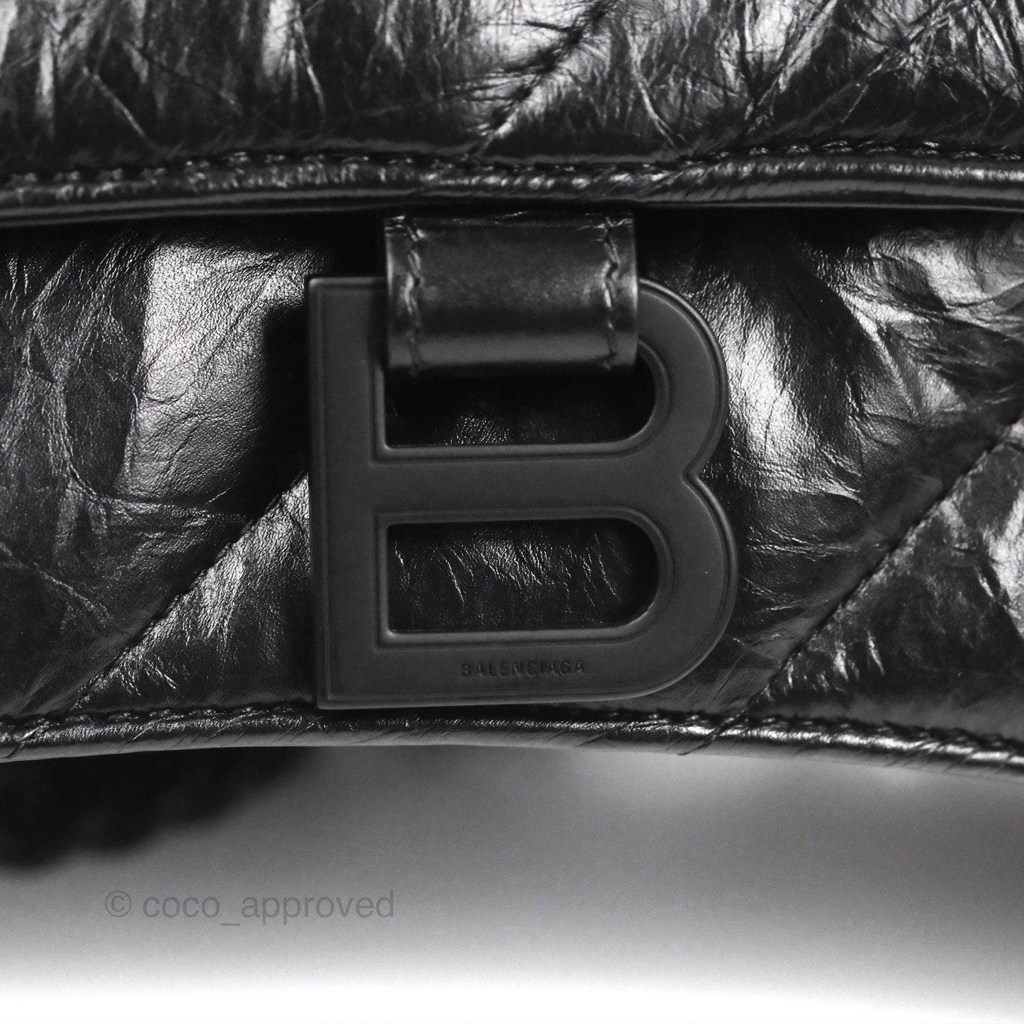 Balenciaga Small Crush Chain Bag Quilted Black Calfskin Black Matte Hardware