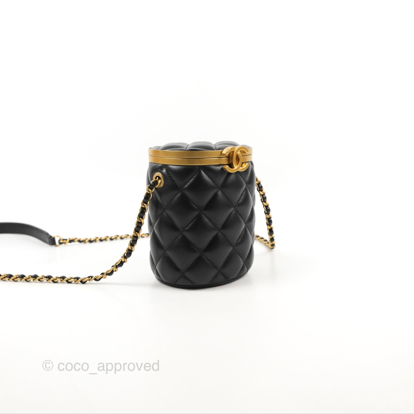 Chanel Quilted CC Crown Box Vanity Black Lambskin