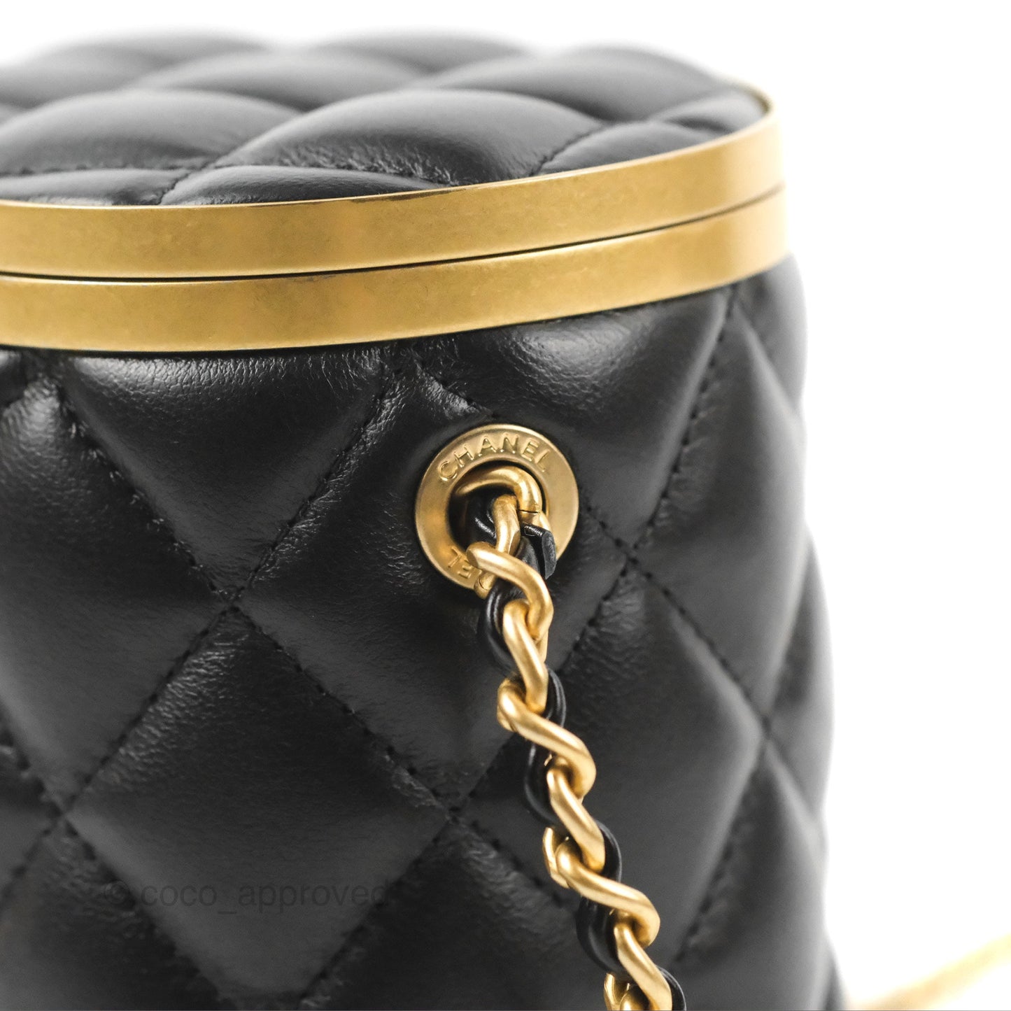 Chanel Quilted CC Crown Box Vanity Black Lambskin