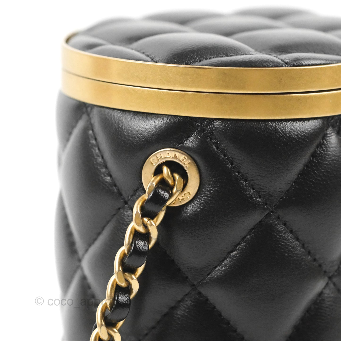 Chanel Quilted CC Crown Box Vanity Black Lambskin