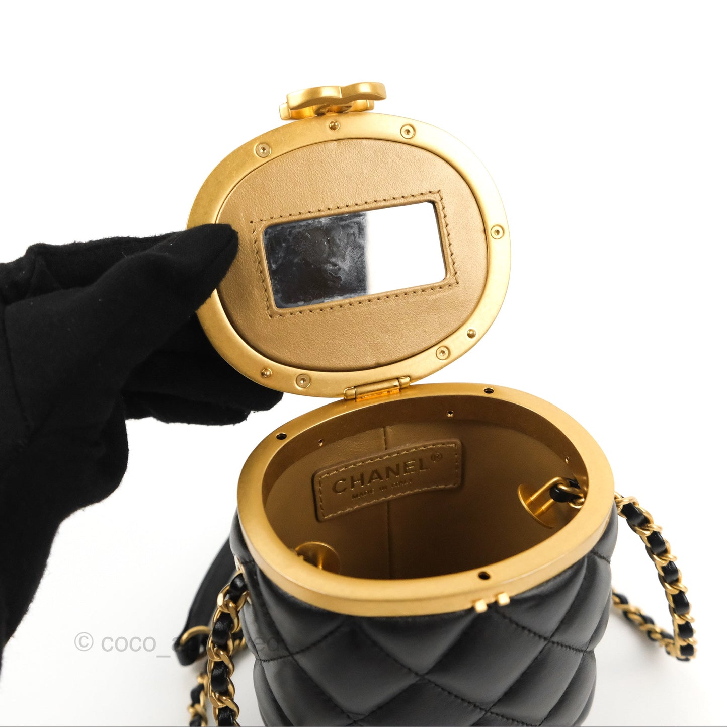 Chanel Quilted CC Crown Box Vanity Black Lambskin