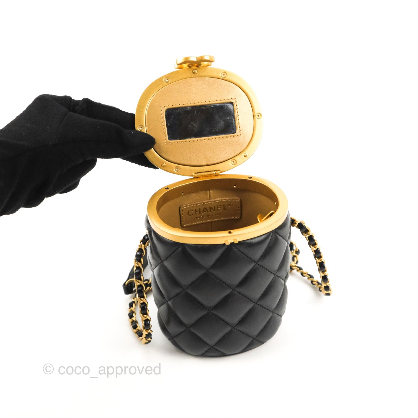 Chanel Quilted CC Crown Box Vanity Black Lambskin