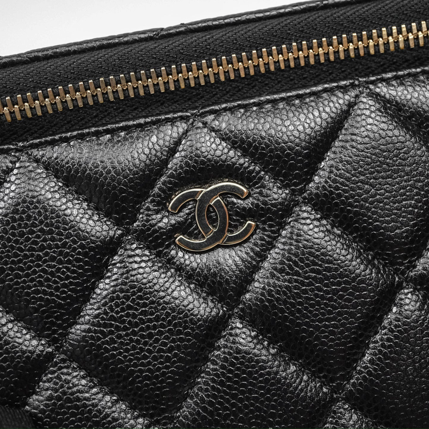Chanel Classic Vanity with Chain Black Caviar Gold Hardware