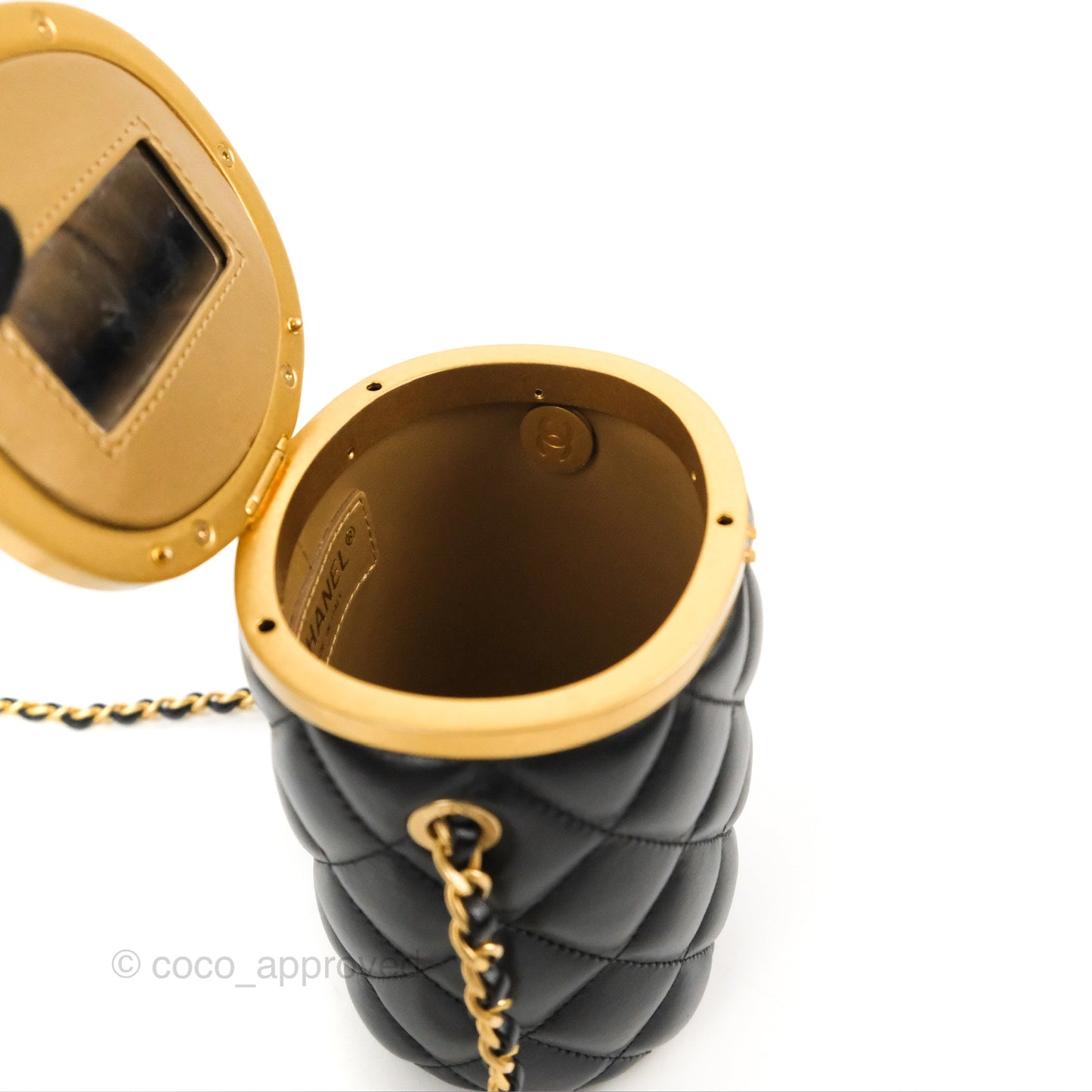 Chanel Quilted CC Crown Box Vanity Black Lambskin