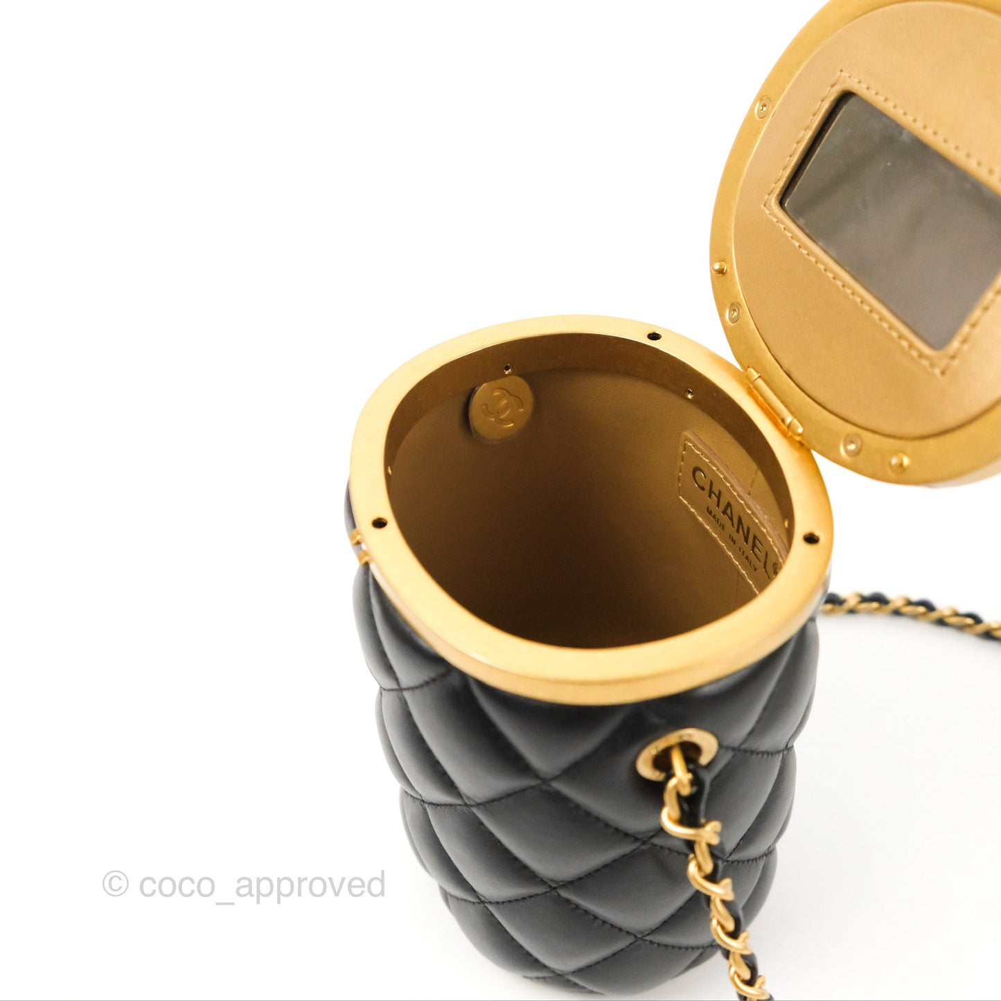 Chanel Quilted CC Crown Box Vanity Black Lambskin