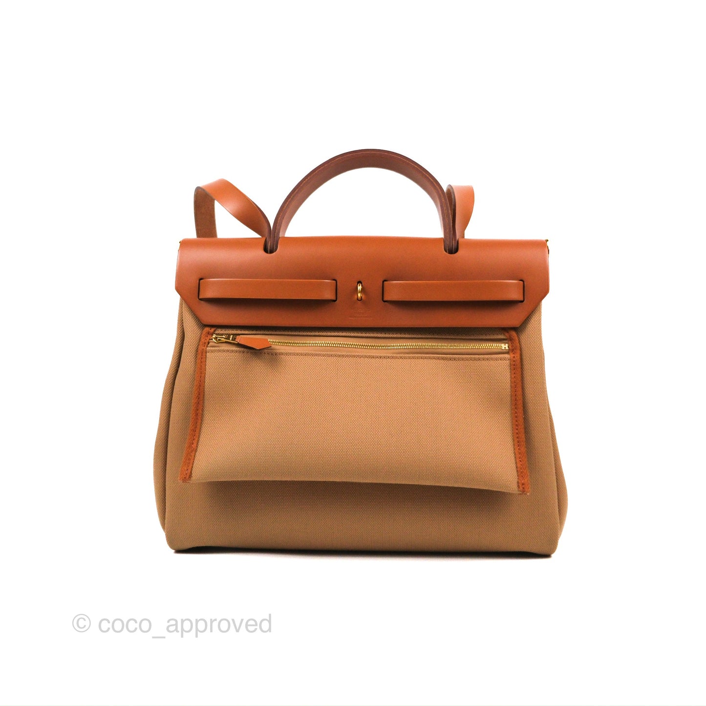 Hermès Herbag Zip Retourne 31 Chai 0M/Fauve 34 Canvas Gold Hardware