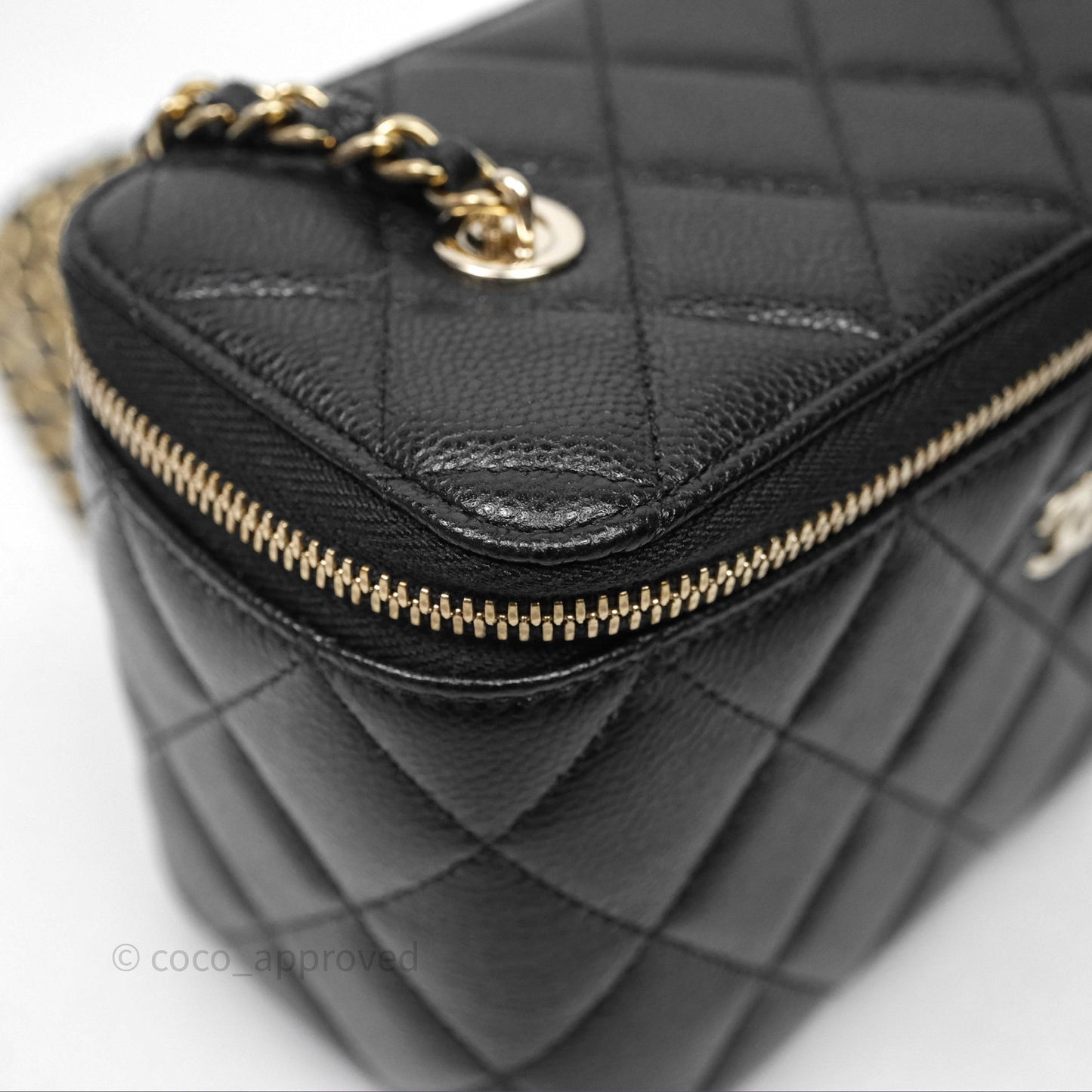 Chanel Classic Vanity with Chain Black Caviar Gold Hardware