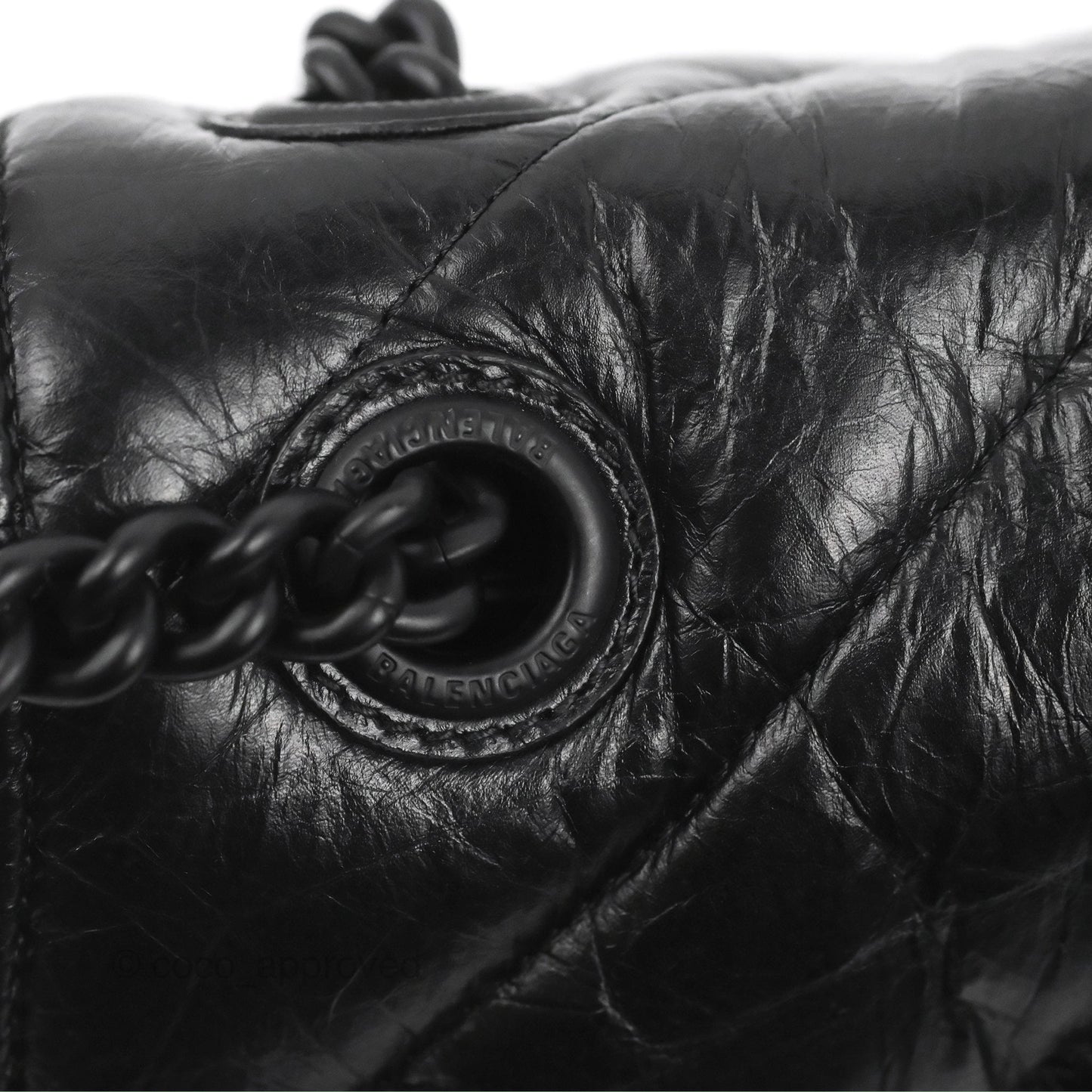 Balenciaga Small Crush Chain Bag Quilted Black Calfskin Black Matte Hardware