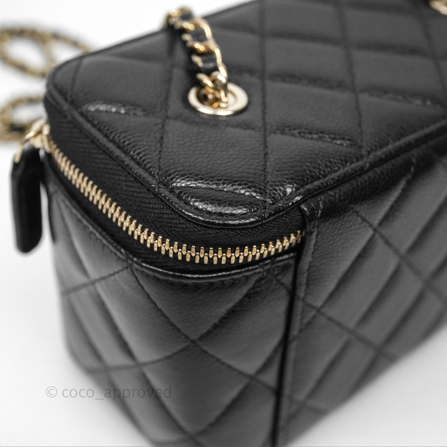 Chanel Classic Vanity with Chain Black Caviar Gold Hardware