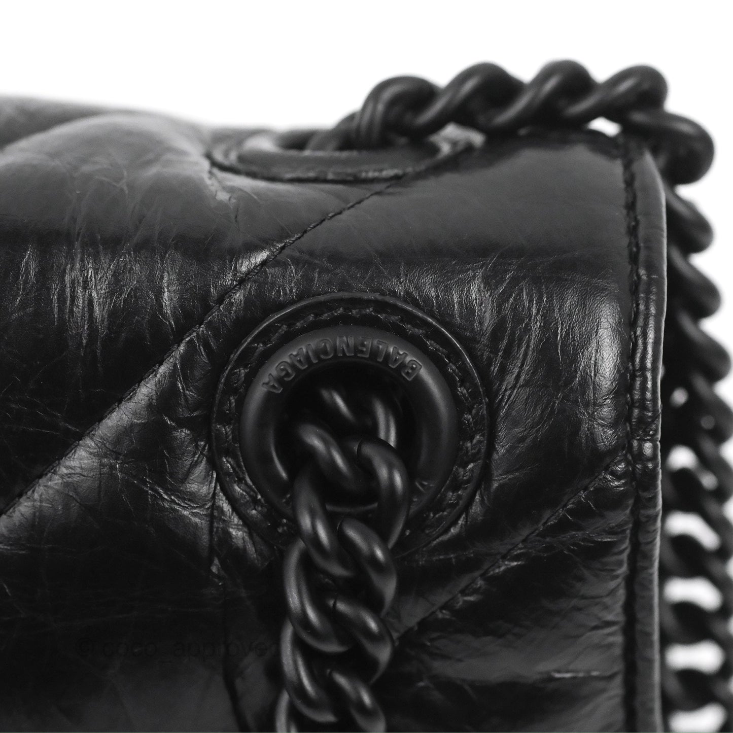Balenciaga Small Crush Chain Bag Quilted Black Calfskin Black Matte Hardware