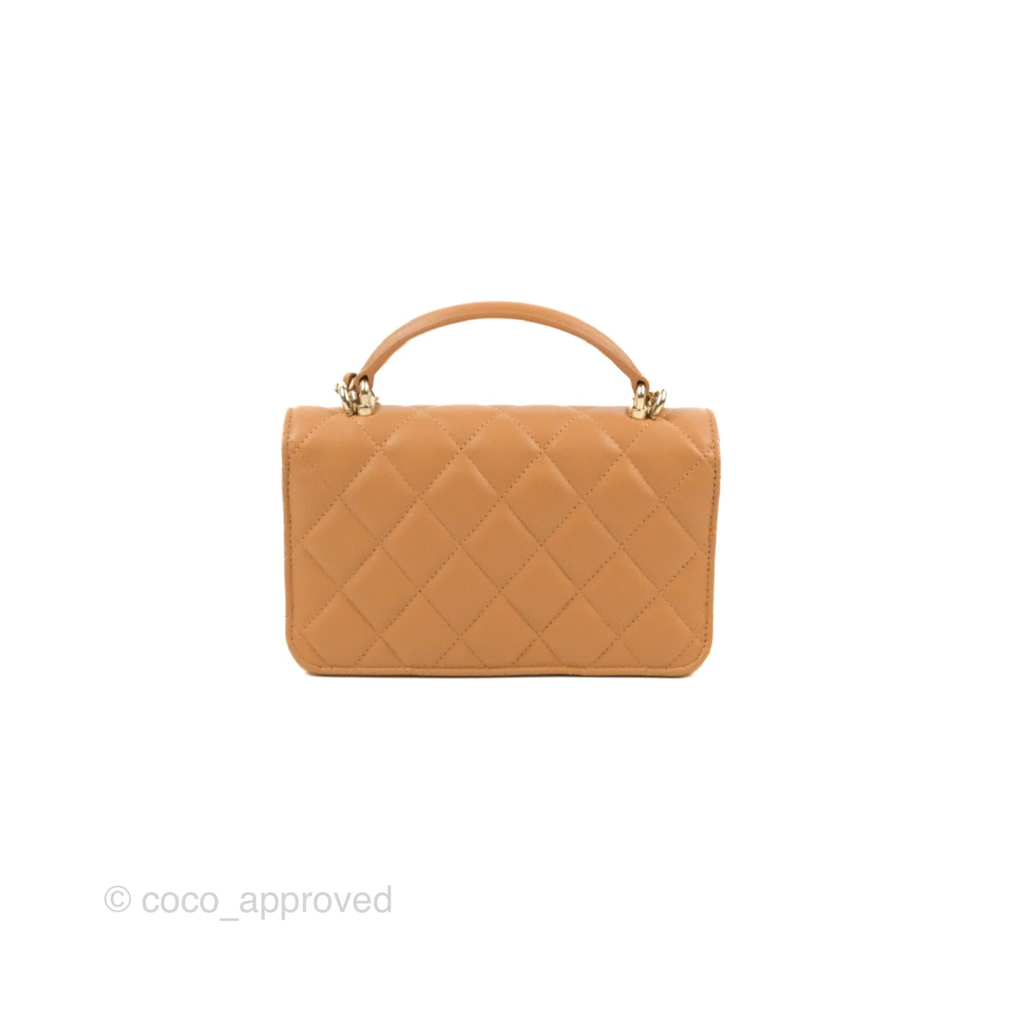 Chanel Top Handle Mini WOC Caramel Dark Beige Lambskin Gold Hardware
