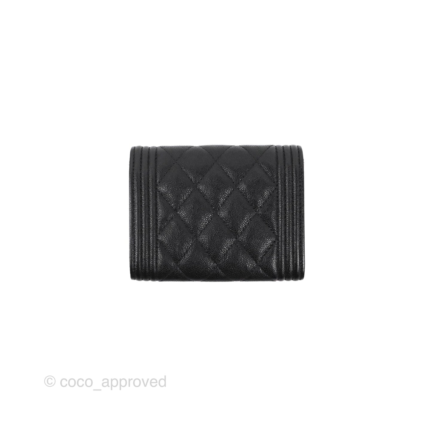 Chanel Quilted Boy Flap Coin Purse Black Caviar Aged Gold Hardware