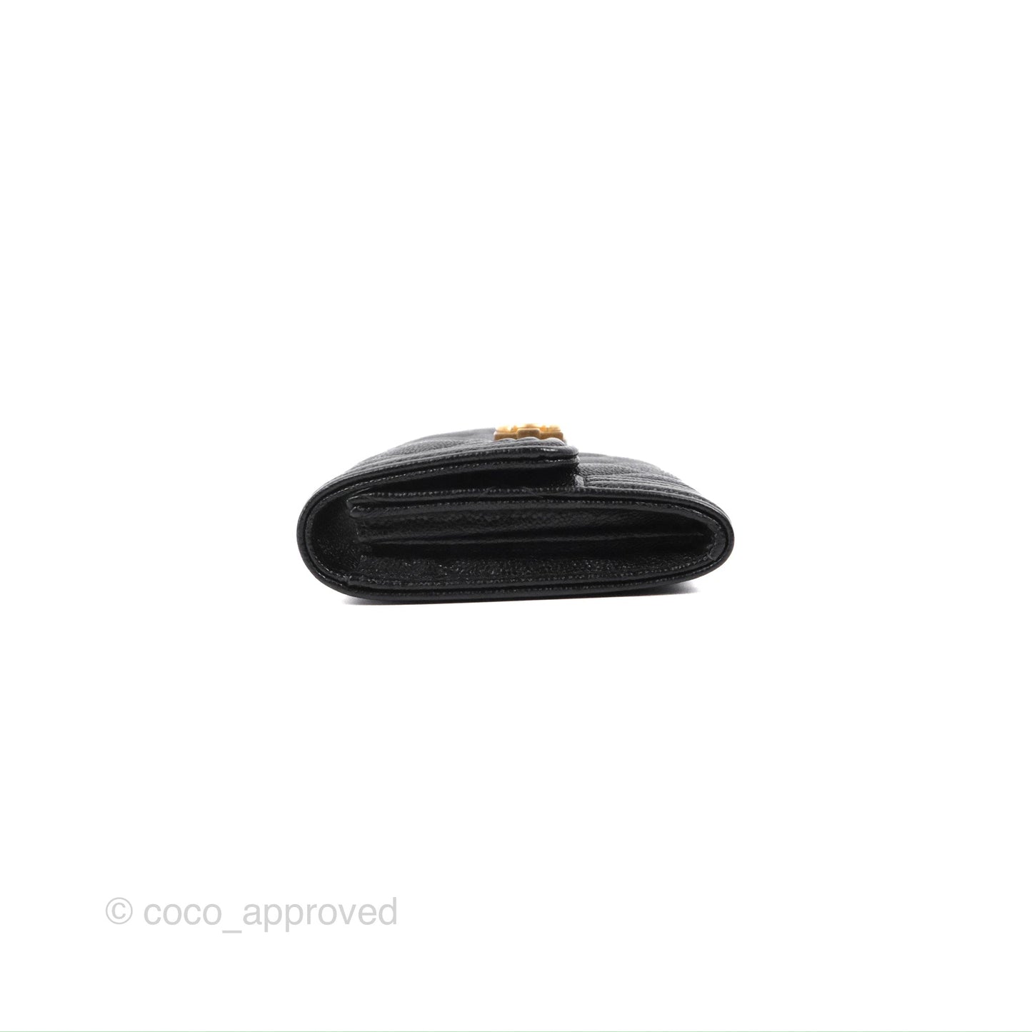 Chanel Quilted Boy Flap Coin Purse Black Caviar Aged Gold Hardware