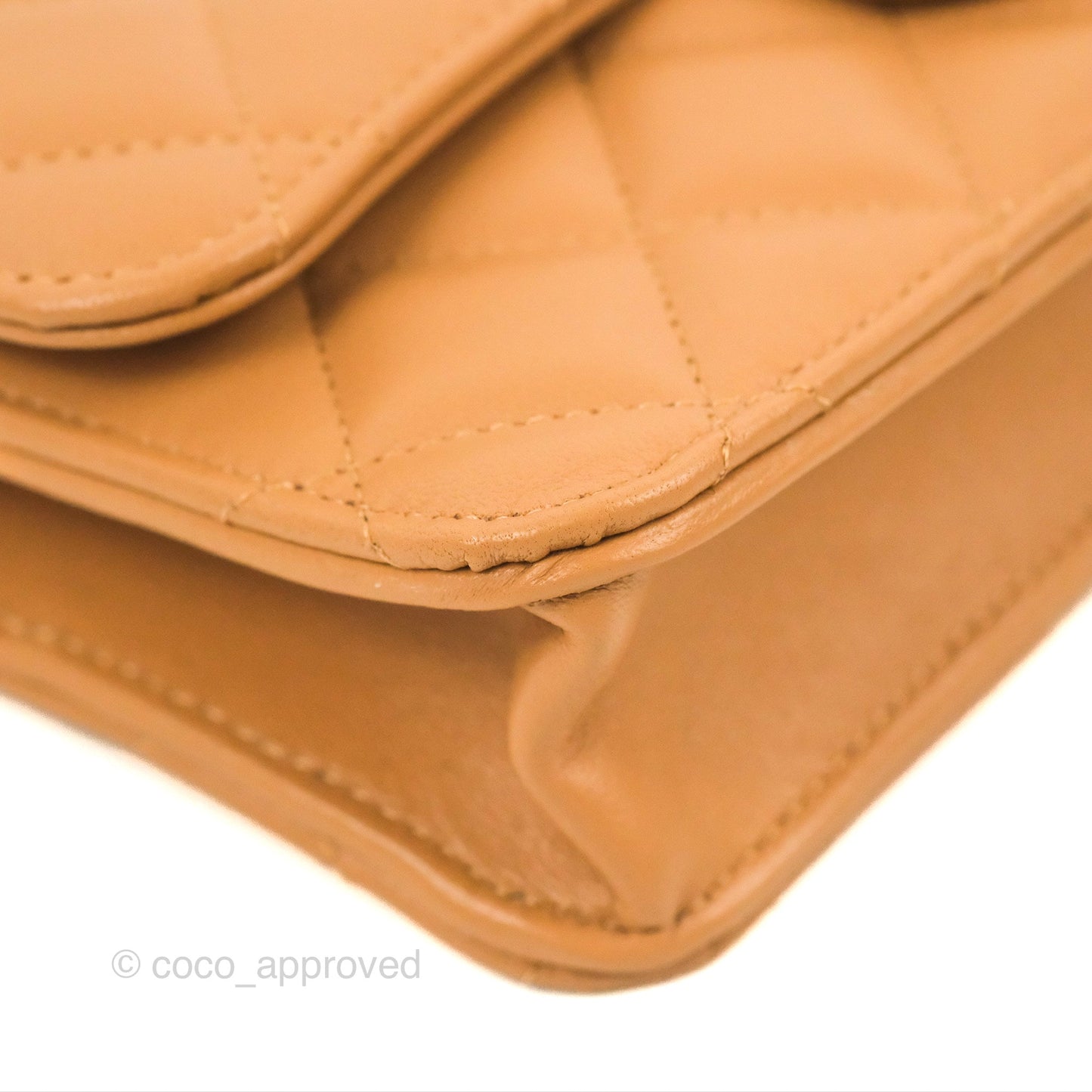 Chanel Top Handle Mini WOC Caramel Dark Beige Lambskin Gold Hardware
